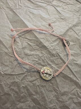 NWOT Pura Vida Light Pink Braided Cord Bracelet with “No, Maybe, Yes” Charm